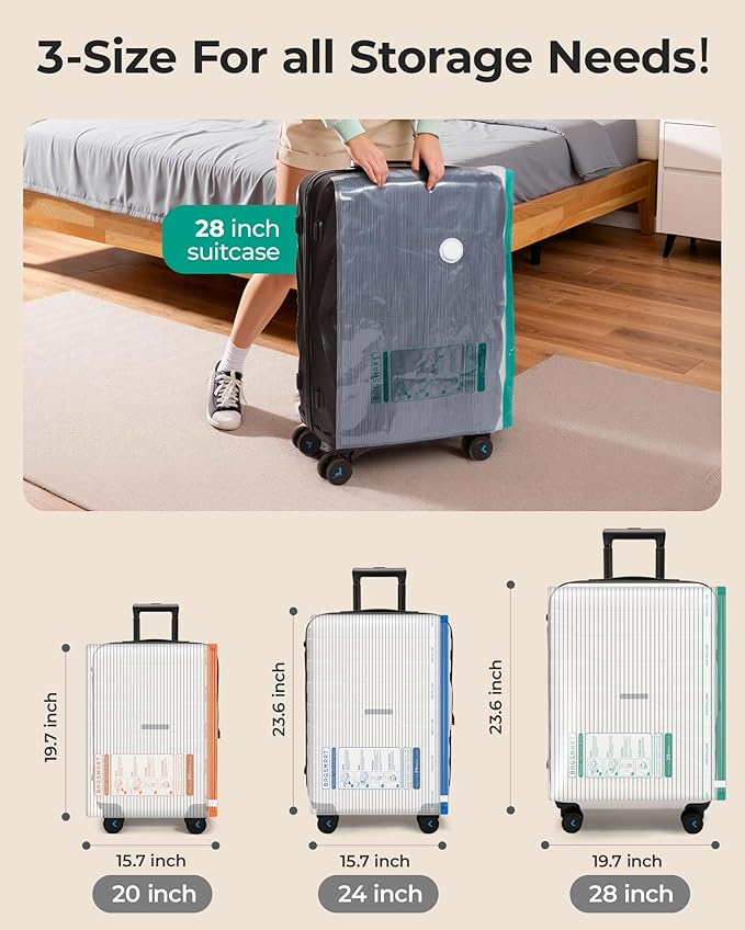 BAGSMART Vacuum for Travel with Rechargeable Air Pump, Portable Space Saver Bags for Travel & Home, Vacuum Compression Seal Bag for Clothing, Blanket, 21 Pack Multicolor