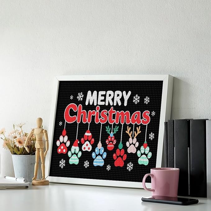 AIVKIEJK Diamond Painting Kits for Adults - Merry Christmas Paw Painting DIY 5D Full Drill Diamond Dots Paintings with Diamonds Gem Art and Crafts Home Decor 16"x20"