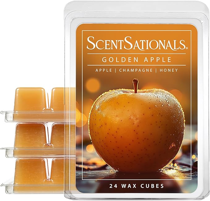 Scentsationals Wax Melts, Wax Cubes Strong Scent - Golden Apple - Long Lasting Scented Melts for Warmer, 10oz (24-Cubes)