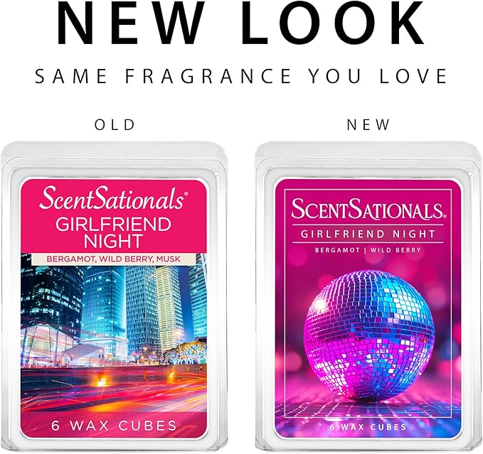 Scentsationals Wax Melts, Wax Cubes Strong Scent - Girlfriend Night - Long Lasting Scented for Warmer, 10oz (24-Cubes)