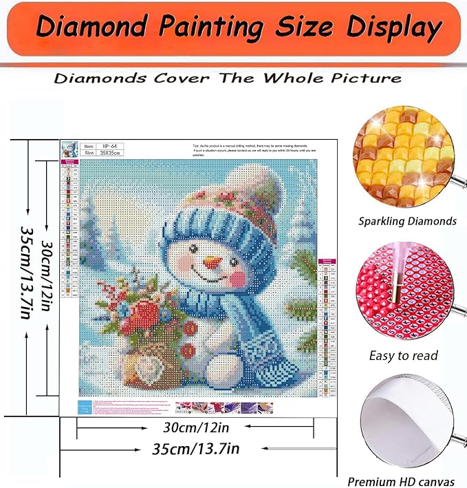APTDYIGL 5D Christmas Diamond Painting Kits for Adults Beginner,DIY Christmas Snowman Diamond Art Kits for Adults,Round Full Drill Diamond Dots with Gem Art Kits,Home Wall Decor 13.7X13.7inch