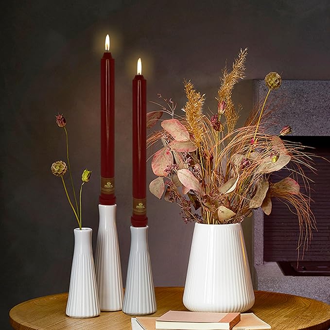 Red Taper Candles Unscented Taper Candlesticks 10 Inch Long Dinner Candle Sticks 4 PCS Smokeless Candle for Christmas Household Wedding Home Decor