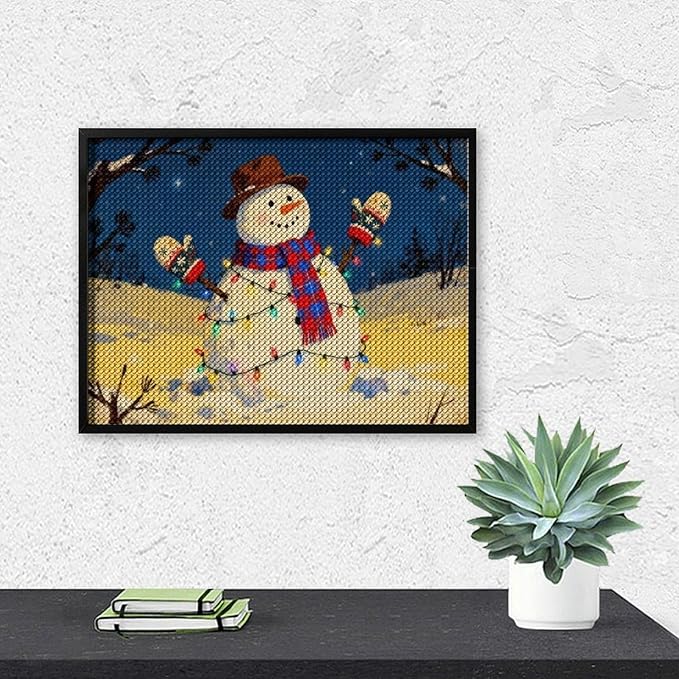 AIVKIEJK Diamond Painting Kits for Adults - Christmas Winter Snowman & Twinkling Painting DIY 5D Full Drill Diamond Dots Paintings with Diamonds Gem Art and Crafts Home Decor 12"x16"
