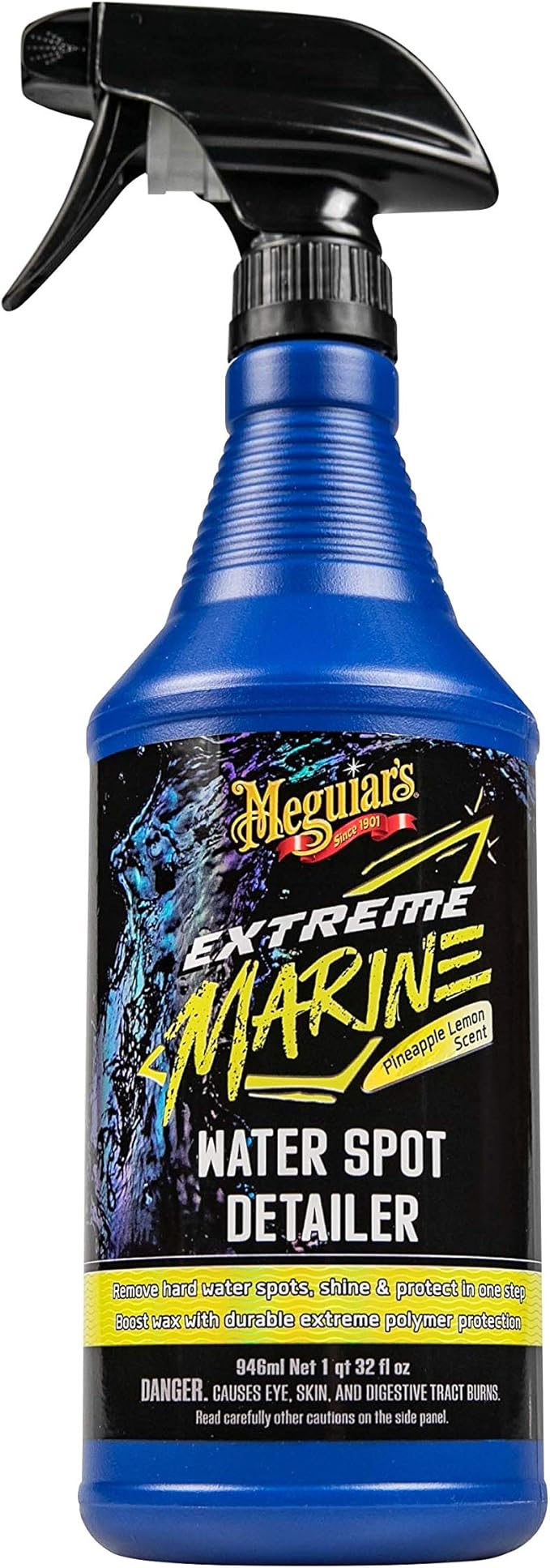 Meguiar's Extreme Marine All-Surface Detailer Spray for Comprehensive Marine Care, 32 oz, Effective Marine Water Spot Remover, Ensures a Streak-Free Shine for Gel Coats, Metals and Plastics