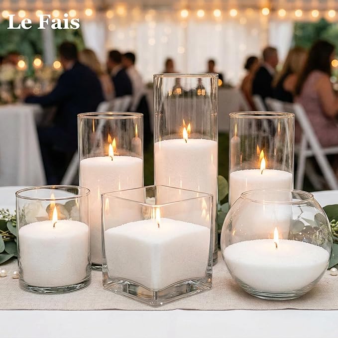 Pearled Candle 2.2Lb/35Oz, Luxury Plant-Based Sand Candle Granulated Wax with 50 Cotton Wicks, Refillable Non-Toxic Vegan, Long-Lasting 200 Hours Clean Burn for Candle Making