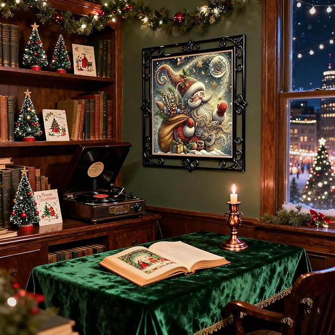 Christmas Santa Claus Diamond Art Painting Kits for Adults, Winter Diamond Painting Kits for Adults Beginners, 5D DIY Full Drill Diamond Dot Gem Art Kits for Adult, Home Wall Decor 13.7x13.7 In
