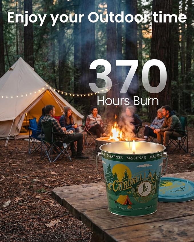 Large Citronella Candles Outdoor 60 oz,Big Outdoor Candle,Summer Candles for Outside,370 Hours Burn Time,Nature Soy Wax