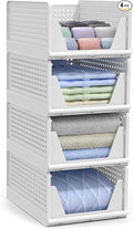 Sorbus 4 Pack Medium Shelf Organizer with Open Front Design Under Shelf for Closet Bathroom Kitchen Garage Plastic Stackable Storage Baskets