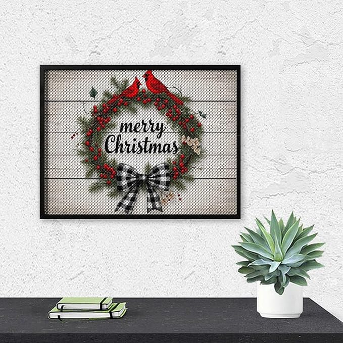 AIVKIEJK Diamond Painting Kits for Adults - Christmas Red Cardinal Birds Wreath Painting DIY 5D Full Drill Diamond Dots Paintings with Diamonds Gem Art and Crafts Home Decor 12"x16"