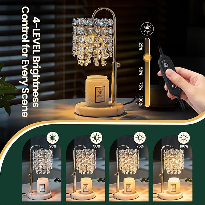 Candle Warmer Lamp with Timer Dimmer Adjustable Height for New Home Bedroom,Vintage Home Decor for Scented JaR 3 Bulbs for New Home Decor, Women Mom Christmas Birthday Gifts, French Gold
