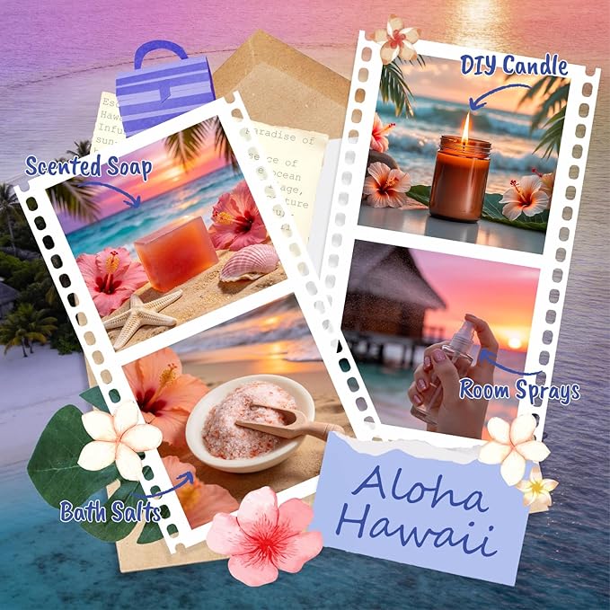 SALUBRITO Hawaii Fragrance Oils Set, Summer Essential Oils for Diffuser, Candle, Soap Making, Tropical Breeze, Island Life, Banana Bliss, Twilight Grape, Coconut Coast, Golden Sunrise Scented Oil
