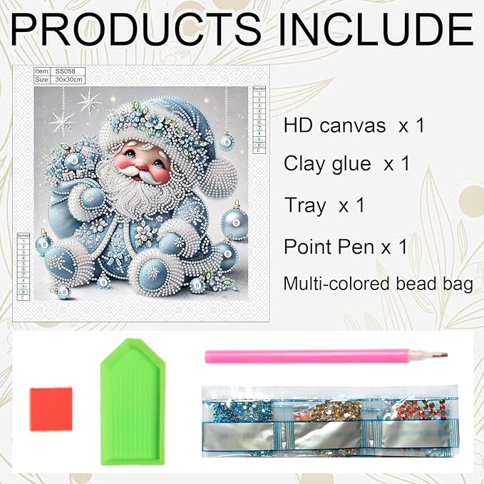 antor Christmas Diamond Painting Kit, 5D Special Shape Diamond Art for Adults, Cute Santa Claus Holiday Scene Crystal Rhinestones Diamond Painting Canvas, Christmas Home Wall Decor Crafts Gift