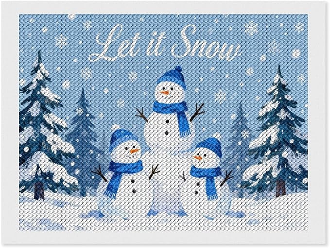 AIVKIEJK Diamond Painting Kits for Adults - Merry Christmas Snowman Winter Painting DIY 5D Full Drill Diamond Dots Paintings with Diamonds Gem Art and Crafts Home Decor 12"x16"