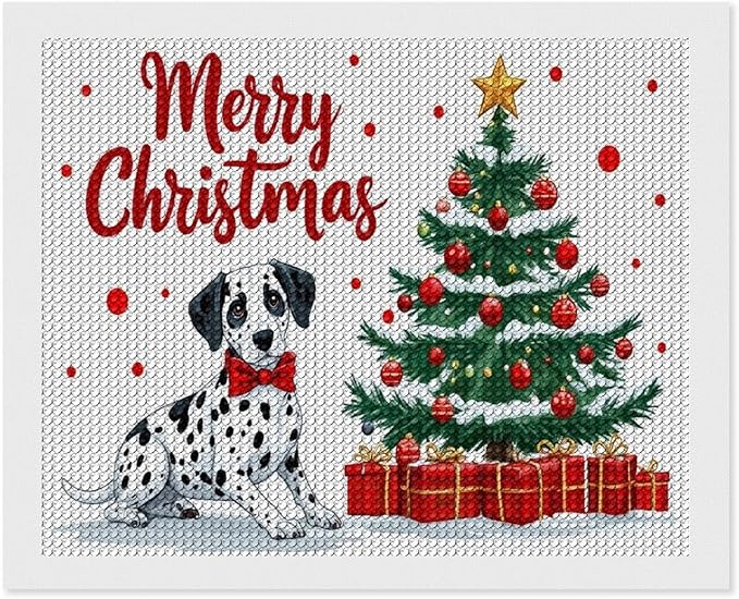 AIVKIEJK Diamond Painting Kits for Adults - Christmas Joyful Canine Holiday Painting DIY 5D Full Drill Diamond Dots Paintings with Diamonds Gem Art and Crafts Home Decor 16"x20"