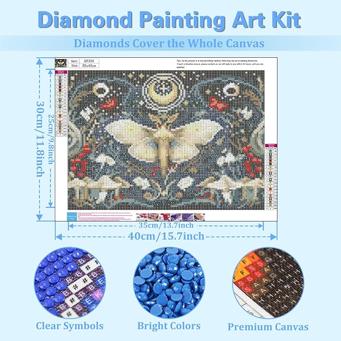 Reivworl Butterfly Diamond Art Kits for Adults, Butterfly Diamond Painting Kits, 5D Gem Art Kit for Gifts and Home Interior Decor 12x16 Inch