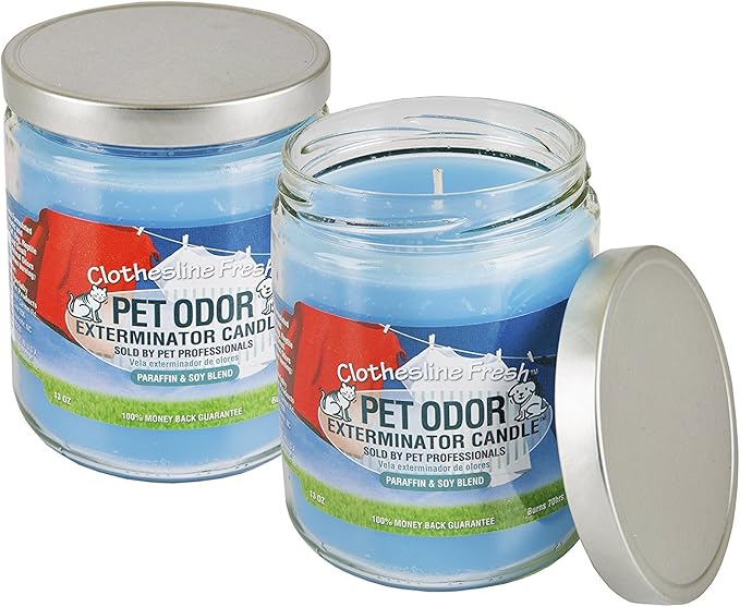 Pet Odor Exterminator Specialty Pet Products Clothesline Fresh 13 Oz Candle, 2-Pack