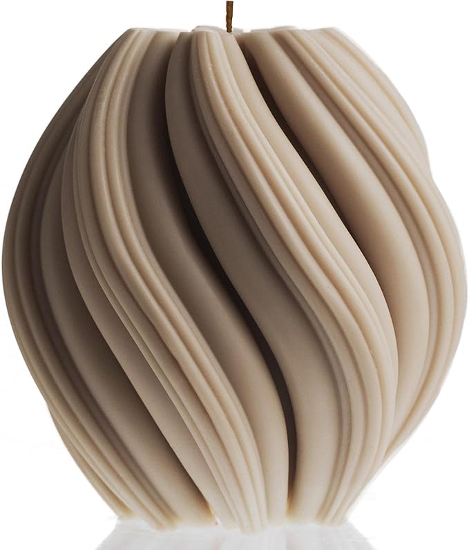 LAWA Swirl Candle - Large Beautiful Handmade Pillar Scented Soy Wax Twirl Elegant Bubble Aesthetic Candle Housewarming Gift Home Room Shelf Decor Idea Spiral Moon Gray (Medium)