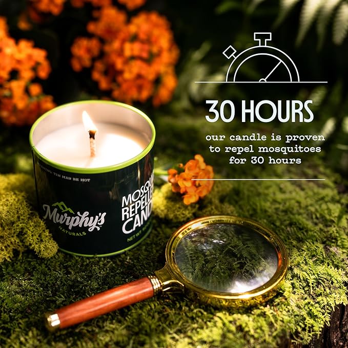 Murphy's Naturals Mosquito Bug Repellent Candles for Outdoor Patio, Citronella & Essential Oils, Soy/Beeswax Blend, 30-Hour Burn Time, 9 oz, 6-Pack