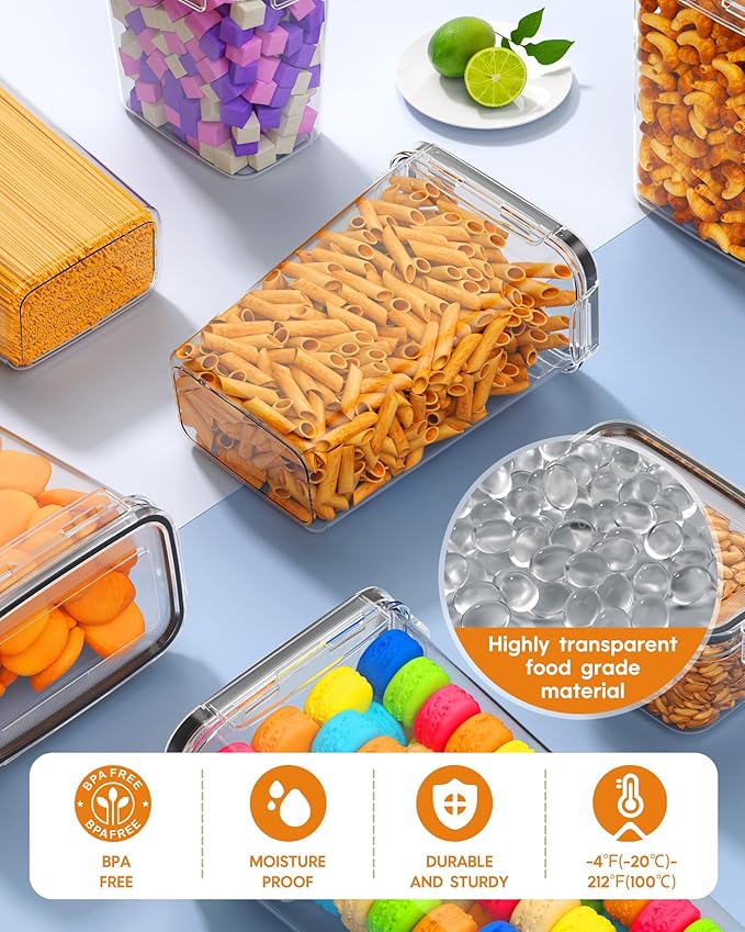 36 PCS Airtight Food Storage Containers with Lids, Kitchen Pantry Organization and Storage, BPA-Free Plastic Scale Food Canisters for Cereal, Flour, Sugar, Dry Food, Include Labels & Marker