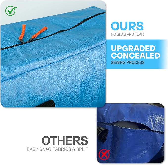 8 Pack Moving Bags, 115lb Capacity Heavy Duty Packing Bags with Internal Compression Straps, Storage Bag with Zippers and Strong Handles, Alternative to Moving Boxes -103L,Blue and Black