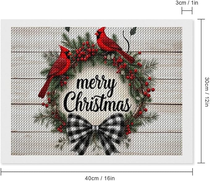 AIVKIEJK Diamond Painting Kits for Adults - Christmas Red Cardinal Birds Wreath Painting DIY 5D Full Drill Diamond Dots Paintings with Diamonds Gem Art and Crafts Home Decor 12"x16"