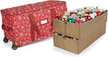 Covermates Keepsakes Rolling Adjustable Ornament Storage Bag – Heavy-Duty Polyester, FlexGrid Trays & Padded Dividers – Protective Holiday Organizer with Wheels, Handles & ID Window, Red Snowflake