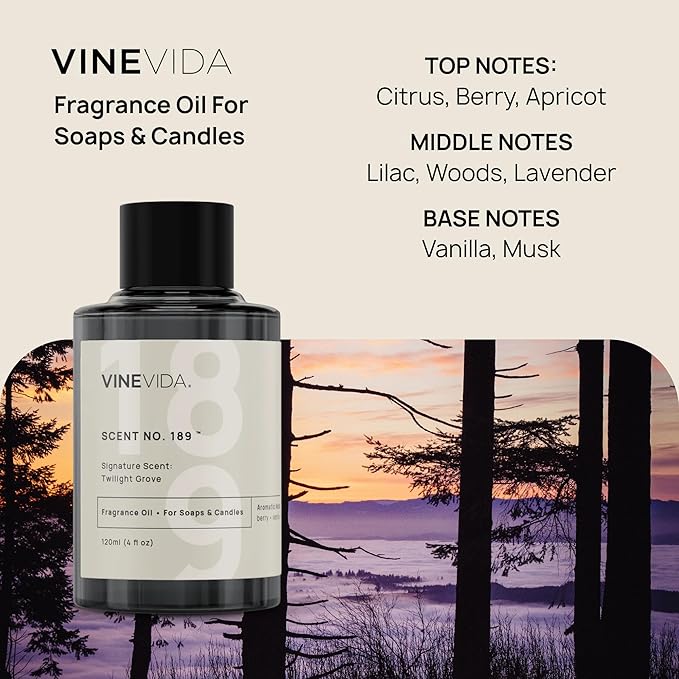 VINEVIDA [4oz] Twilight Grove; Fragrance Oil for Candle Making and Soap Making - Premium Candle Scents for Soy Candles