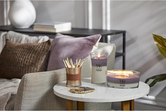 WoodWick Amethyst & Amber Gifts for Women and Men, 16 oz Ellipse Trilogy Candle with Crackling Wick