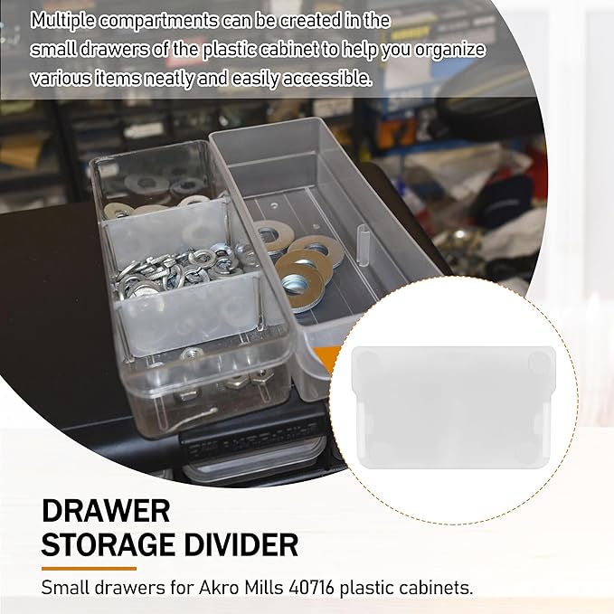 Small Plastic Drawer Dividers for Storage Cabinet, 40716 Width, 40-Pack, Clear and White (40716-40pack)