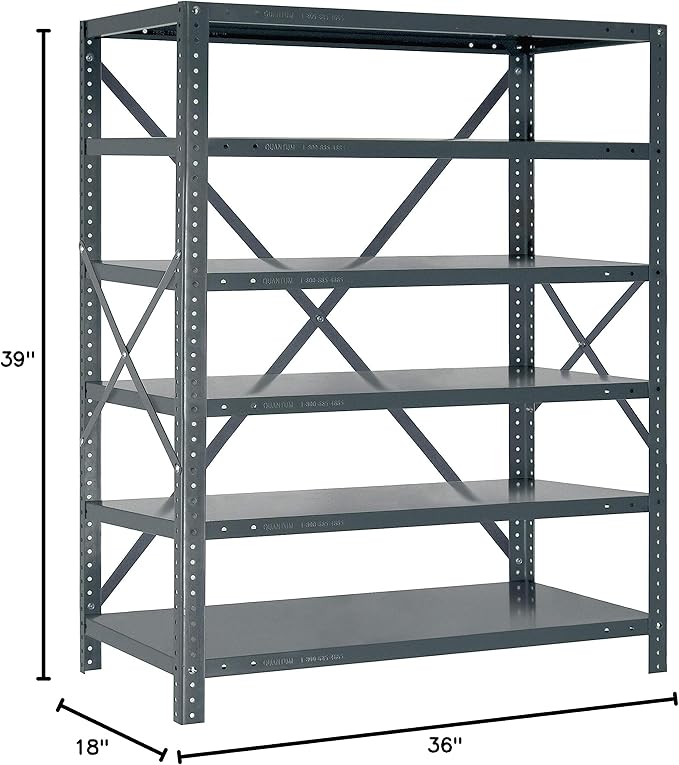 Quantum Storage Systems 39-1836-6 IRONMAN Solid Heavy Duty 6 Shelves 39" H x 36" W x 18" D