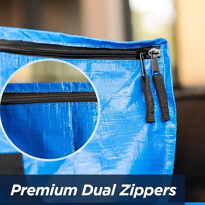Blue Moving Bags Heavy Duty Extra Large Storage Bags with Zipper and Handles, Moving Supplies Moving Storage Bags, 23 Gallon Capacity, 8 Pack