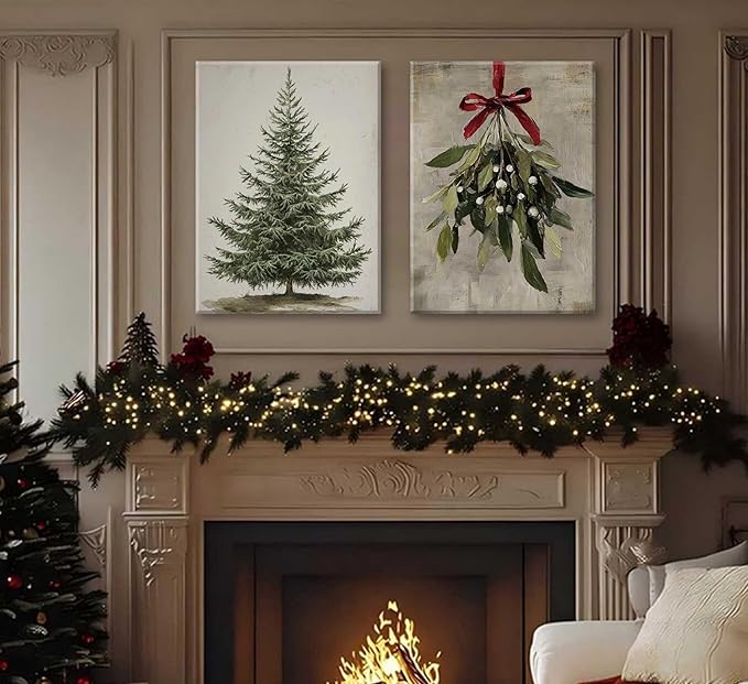 Paint by Number Kit for Adults & Kids, 2 Pack Christmas Scenes 16x20 Inch Unframed, DIY Acrylic Painting Kit with Brushes & Paints, Festive Home Art Decor