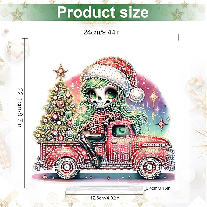 5D Diamond Painting Tabletop Ornament Kits Christmas Tree Skull, DIY Diamond Art Desktop Ornament, Special Shaped Crystal Rhinestone Diamond Art Table Top Home Office Christmas Decor (24x22.1cm)