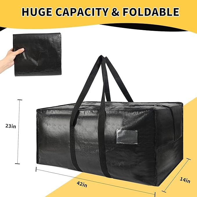 Heavy Duty Extra Large Moving Bags,58 Gallon Jumbo Packing Bags,Huge Moving Storage Bags with Strong Zippers & Carrying Handles,Reusable Big Moving Storage Bags for College Dorm Travel 1Pack