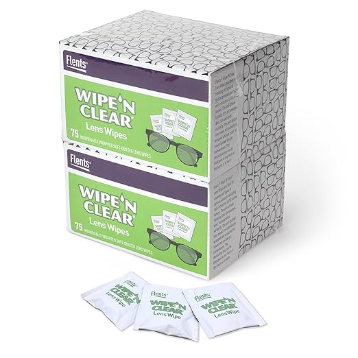 Flents Lens Wipes, Wipe 'N Clear, 150 Count, Pre-Moistened, Streak-Free, Safe for Glasses, Sunglasses, Gentle Cleaning, Clear Vision, Individually Wrapped for Travel & Convenience, Made in the USA