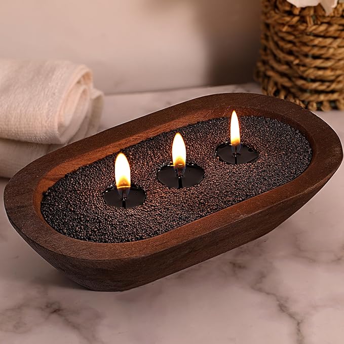 LAMORGIFT 1LB Black Candle Sand- Pearled Candles with Wicks (10 Pcs), Candle Beads, Sand Wax, Candles Unscented for Powder Candle Making, Refill Kit