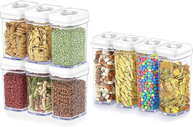 DWËLLZA KITCHEN Airtight Food Storage Containers Set - 10 PC Set - For Kitchen Pantry Organization and Storage - BPA-Free - Clear Plastic Dry Food Canisters with Improved Lids, Keeps Food Fresh.