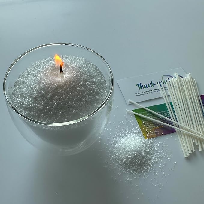 VITARIE Refillable Pearled Candle 18Oz, Unscented Candle Sand with 30pcs Natural Cotton Wicks, 1.1 Lb Long Burning Pearl Candles Sand, Candle Making Kit (Pearl White)