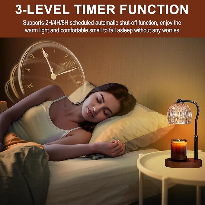 SunnySam Candle Warmer Lamp with Timer & Dimmer, Wax Melt Warmer for Jar Candles,Home Decor Desk Lamp, Birthday Gifts for Women, Mothers Day Gifts(2 Bulbs)