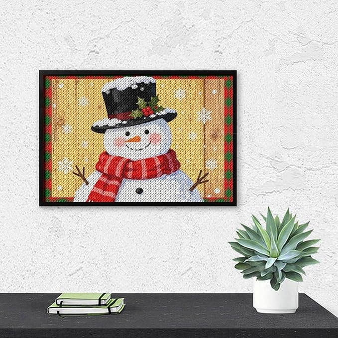 AIVKIEJK Diamond Painting Kits for Adults - Festive Snowman Red Scarf Painting DIY 5D Full Drill Diamond Dots Paintings with Diamonds Gem Art and Crafts Home Decor 8"x12"