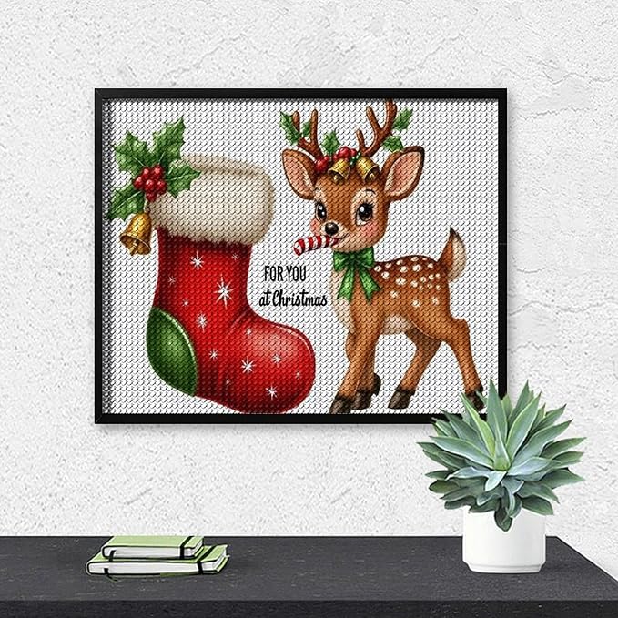 AIVKIEJK Diamond Painting Kits for Adults - Deer Sugar Bell Holiday Christmas Painting DIY 5D Full Drill Diamond Dots Paintings with Diamonds Gem Art and Crafts Home Decor 16"x20"