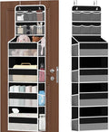 SpaceHacks 6-Tier Over the Door Organizer with Mesh Pockets, Baby Nursery Storage for Closet, Bathroom and Bedroom, Adjustable Hanging Closet Organizer for Cosmetics, Books and Essentials（Black）