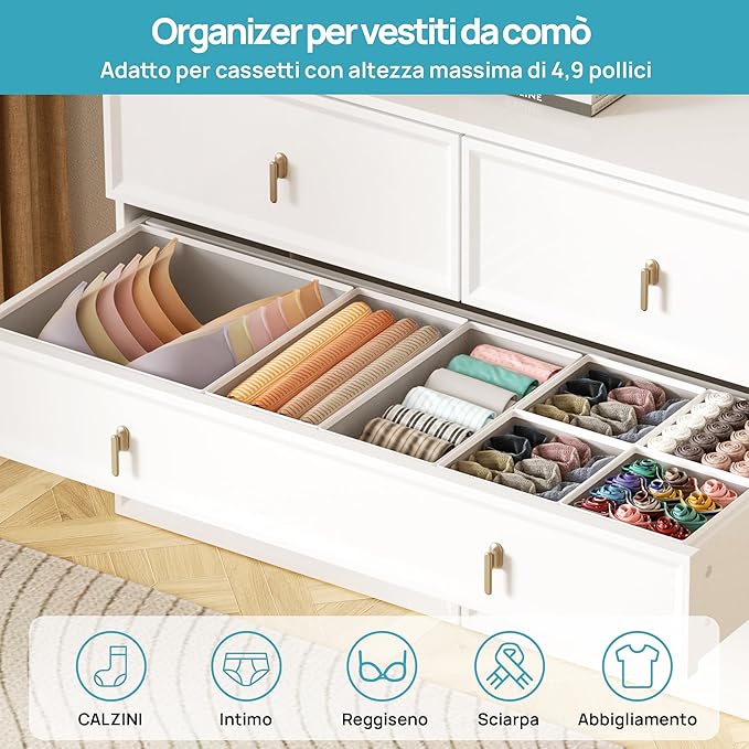 Vtopmart 12 Pack Baby Clothes Organizer, Dresser Drawer Organizer for Baby Clothing, Foldable Fabric Closet Drawer Storage Bins, Dresser Dividers for Bra, Socks, Ties, Scarf