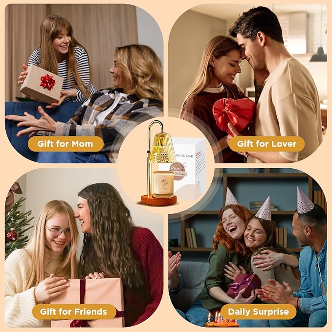Candle Warmer Lamp with Timer, Dimmable Electric Wax Melter with Adjustable Height, Eco-friendly Scented Candle Lamp for Gifts, Safe and Smoke-Free, Ideal for Moms and Friends, Perfect for Home Décor