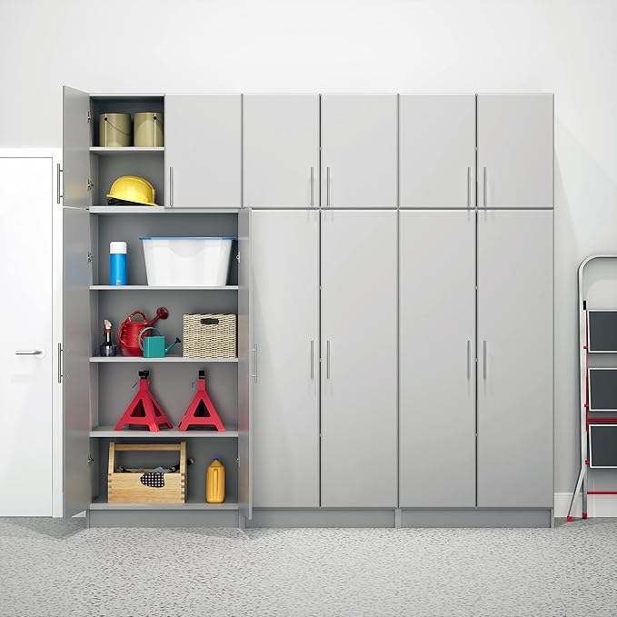 Prepac Elite 24" Wall Mounted Stackable Garage Cabinet in Light Gray