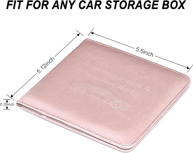 HerriaT Car Registration and Insurance Card Holder - Leather Vehicle Glove Box Automobile Documents Paperwork Wallet Case Organizer for ID, Driver's License, Key Contact Information Cards - Men&Women