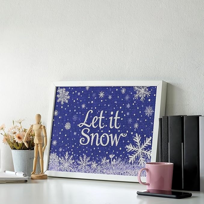 AIVKIEJK Diamond Painting Kits for Adults - Festive Snowflake Christmas Let It Snow Painting DIY 5D Full Drill Diamond Dots Paintings with Diamonds Gem Art and Crafts Home Decor 12"x16"