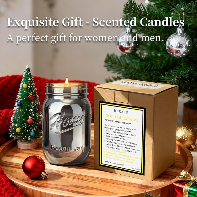 Scented Candle Smoke Gray Sands Scented, Classic 22oz Large Jar Single Wick Candle, Over 110 Hours of Burn Time, Perfect for Creating Relaxing Atmosphere (Vanilla World)