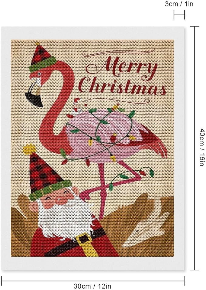 AIVKIEJK Diamond Painting Kits for Adults - Festive Flamingo Christmas Santa Hat Painting DIY 5D Full Drill Diamond Dots Paintings with Diamonds Gem Art and Crafts Home Decor 12"x16"