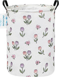 LANGYASHAN Laundry Basket Canvas Fabric Collapsible Organizer Basket for Storage Bin Toy Bins Gift Baskets Bedroom Clothes Children Nursery Hamper (Tulip)